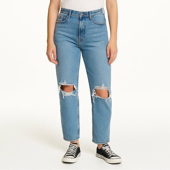 Lucky Brand Light Blue Ripped Straight Leg Jeans - Picture 1 of 4